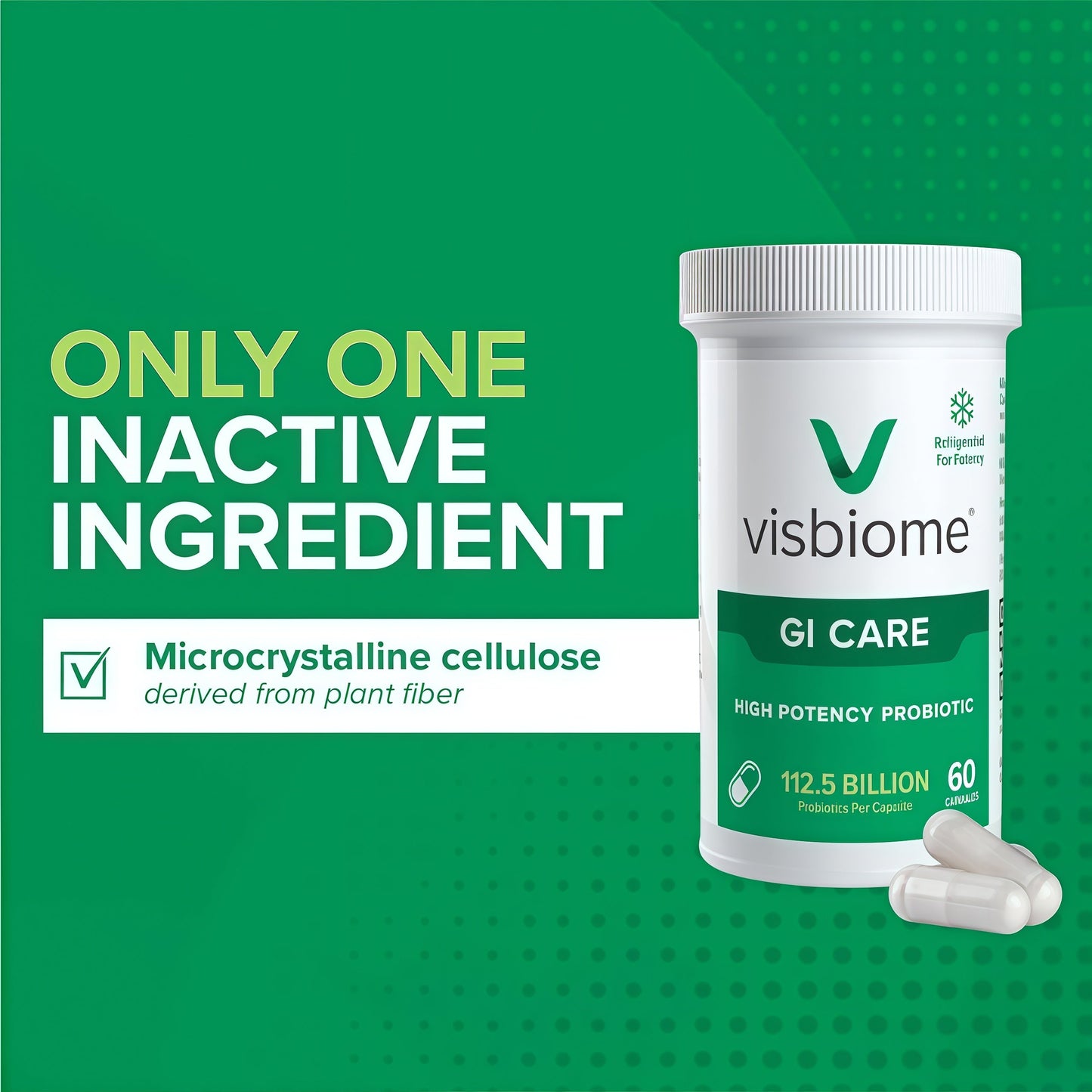 Visbiome® GI Care High Potency Probiotic, 112.5B CFU, 60 Capsules | Original De Simone Formulation®, Multi-Strain,Probiotics, Low FODMAP Certified, Gluten-Free, Made in USA